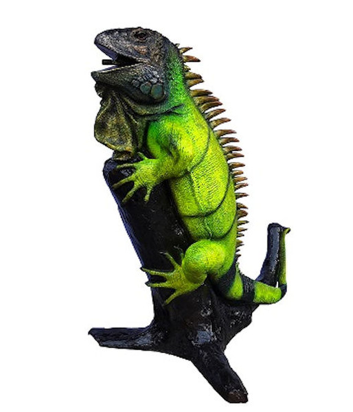 Iguana Bronze on Branch Piped Colored Statue large Lizard Sculpture